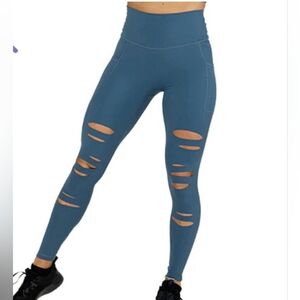 Constantly Varied Gear Blue Lagoon Tear It Up Full Length Leggings Size S